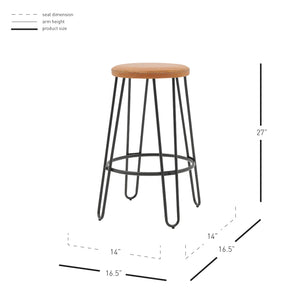 New Pacific Direct Joe PU Backless Stool, (Set of 2) Vintage Cedar with Metallic Gunmetal Leg Finish 9300114-NPD