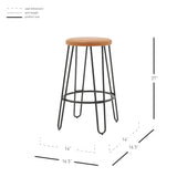 New Pacific Direct Joe PU Backless Stool, (Set of 2) Vintage Cedar with Metallic Gunmetal Leg Finish 9300114-NPD