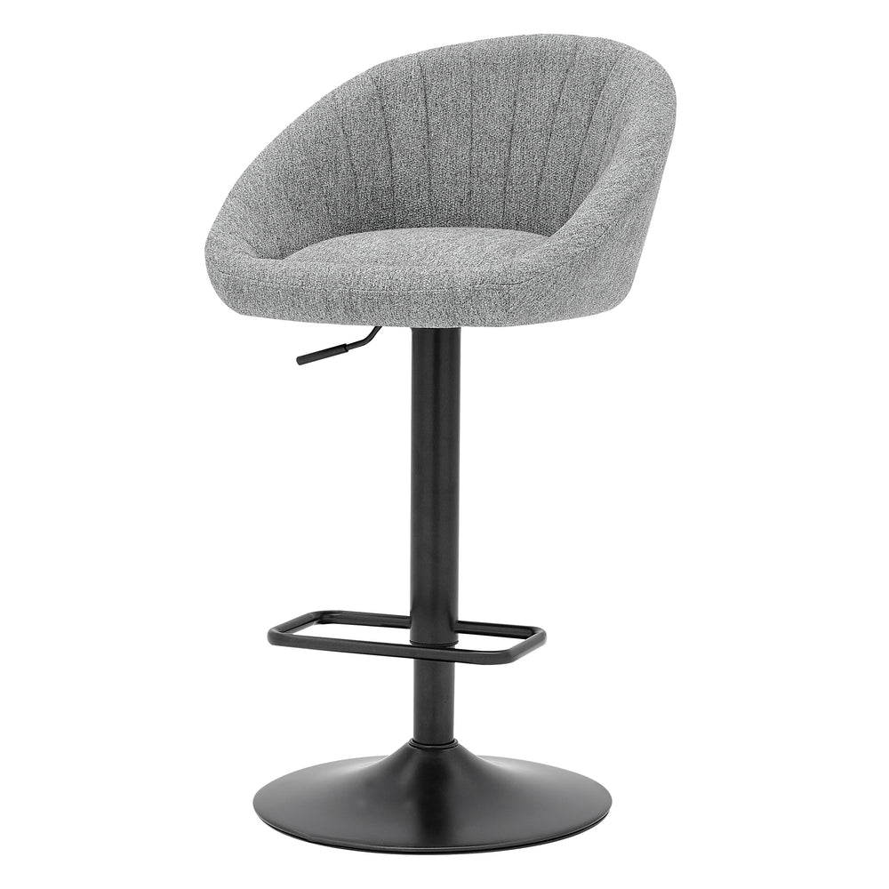 New Pacific Direct Watson Fabric Gaslift Swivel Bar Stool, (Set of 2) Strata Gray with Metallic Gunmetal Leg Finish 9300118-529-NPD