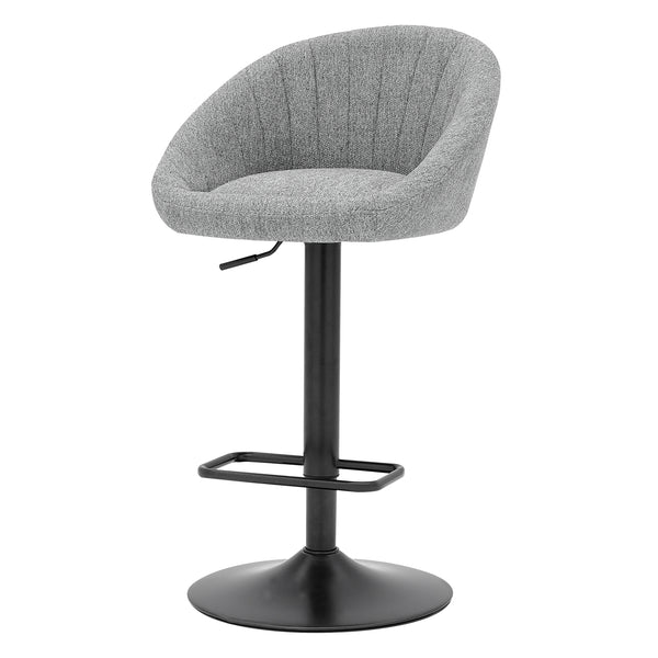 New Pacific Direct Watson Fabric Gaslift Swivel Bar Stool, (Set of 2) Strata Gray with Metallic Gunmetal Leg Finish 9300118-529-NPD