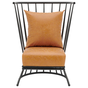 New Pacific Direct Jupiter PU Metal Accent Chair Vintage Cedar with Metallic Gunmetal Leg Finish 9300119-309-NPD