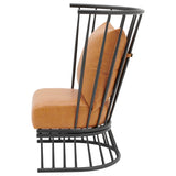 New Pacific Direct Jupiter PU Metal Accent Chair Vintage Cedar with Metallic Gunmetal Leg Finish 9300119-309-NPD