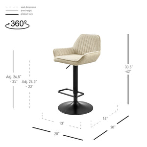 New Pacific Direct Luther Fabric Gaslift Swivel Bar Stool - Set of 2 9300122-528-NPD