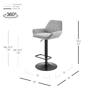 New Pacific Direct Luther Fabric Gaslift Swivel Bar Stool - Set of 2 9300122-529-NPD