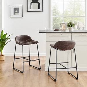 New Pacific Direct Leighton PU Counter Stool, (Set of 2) SFX2 Vintage Coffee Brown