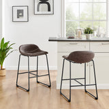 New Pacific Direct Leighton PU Counter Stool, (Set of 2) SFX2 Vintage Coffee Brown