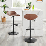 New Pacific Direct Koa PU Gaslift Swivel Bar Stool, (Set of 2) SFX2 Umber Brown