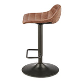 New Pacific Direct Koa PU Gaslift Swivel Bar Stool, (Set of 2) SFX2 Umber Brown