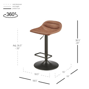 New Pacific Direct Koa PU Gaslift Swivel Bar Stool, (Set of 2) SFX2 Umber Brown