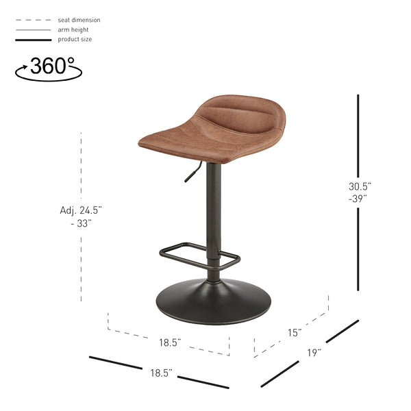 New Pacific Direct Koa PU Gaslift Swivel Bar Stool, (Set of 2) SFX2 Umber Brown