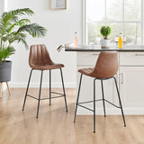 New Pacific Direct Robert PU Counter Stool, (Set of 4) SFX2 Umber Brown