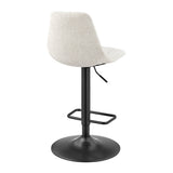 New Pacific Direct Robert Fabric Gaslift Swivel Bar Stool, (Set of 2) SFX2 Posh Ivory