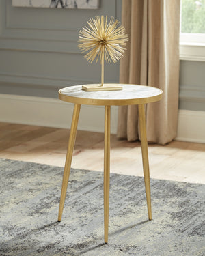 Contemporary Round Accent Table White and Gold