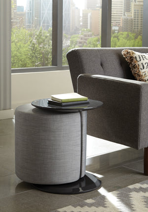 Contemporary Round Accent Table with Ottoman