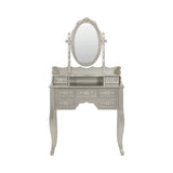 Traditional 2-piece Vanity Set Metallic Silver and White