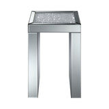Contemporary Square Chairside Table Clear Mirror
