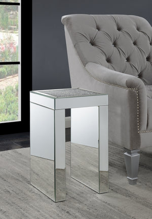 Contemporary Square Chairside Table Clear Mirror