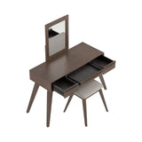 Modern 2-piece Vanity Set with 3-drawer Medium Brown