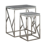 Contemporary 2-piece Mirror Top Nesting Tables Silver