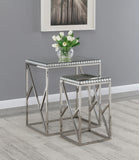 Contemporary 2-piece Mirror Top Nesting Tables Silver