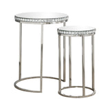 Bleker Silver Nesting Tables Set - Sparkling Gemstone Accents & Durable Stainless Steel Frame