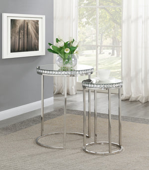 Bleker Silver Nesting Tables Set - Sparkling Gemstone Accents & Durable Stainless Steel Frame