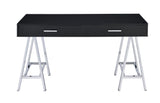 Coleen Contemporary Built-in USB Port Writing Desk Black High Gloss & Chrome Finish 93045-ACME