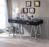 Coleen Contemporary Built-in USB Port Writing Desk Black High Gloss & Chrome Finish 93045-ACME