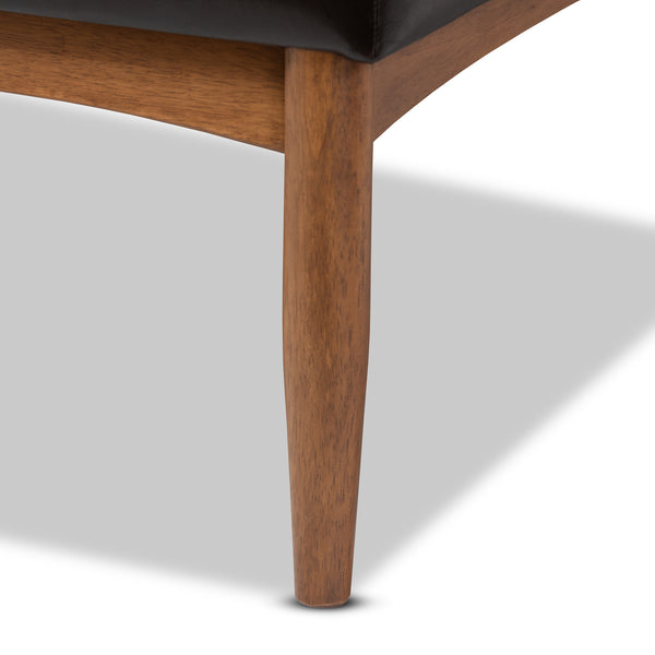 Baxton Studio Arvid Mid-Century Modern Dark Brown Faux Leather Upholstered 3-Piece Wood Dining Nook Set