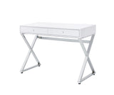 Coleen Contemporary Built-in USB Port Writing Desk White & Chrome Finish 93060-ACME