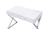 Coleen Contemporary Built-in USB Port Writing Desk White & Chrome Finish 93060-ACME