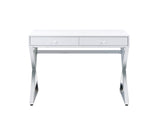 Coleen Contemporary Built-in USB Port Writing Desk White & Chrome Finish 93060-ACME