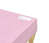 Coleen Contemporary Built-in USB Port Writing Desk Pink & Gold Finish 93062-ACME