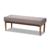 Baxton Studio Arvid Mid-Century Modern Gray Fabric Upholstered Wood Dining Bench