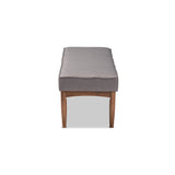 Baxton Studio Arvid Mid-Century Modern Gray Fabric Upholstered Wood Dining Bench