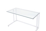 Tyrese Contemporary Writing Desk Clear Glass & White Finish 93098-ACME