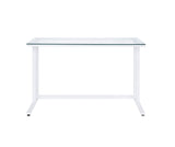 Tyrese Contemporary Writing Desk Clear Glass & White Finish 93098-ACME