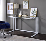 Tyrese Contemporary Writing Desk Clear Glass & White Finish 93098-ACME