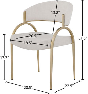 Privet Linen Textured Fabric / Metal / Plate / Foam Contemporary Beige Linen Textured Fabric Dining Chair - 20.5" W x 22.5" D x 31.5" H