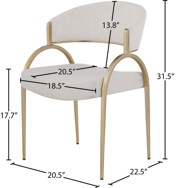 Privet Linen Textured Fabric / Metal / Plate / Foam Contemporary Beige Linen Textured Fabric Dining Chair - 20.5" W x 22.5" D x 31.5" H