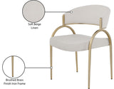 Privet Linen Textured Fabric / Metal / Plate / Foam Contemporary Beige Linen Textured Fabric Dining Chair - 20.5" W x 22.5" D x 31.5" H