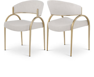 Privet Linen Textured Fabric / Metal / Plate / Foam Contemporary Beige Linen Textured Fabric Dining Chair - 20.5" W x 22.5" D x 31.5" H