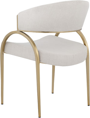 Privet Linen Textured Fabric / Metal / Plate / Foam Contemporary Beige Linen Textured Fabric Dining Chair - 20.5" W x 22.5" D x 31.5" H