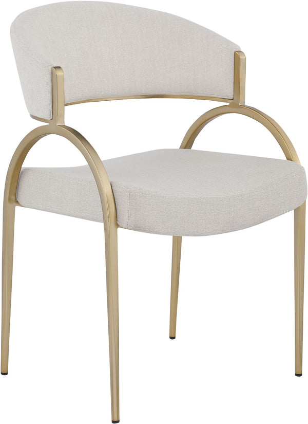 Privet Linen Textured Fabric / Metal / Plate / Foam Contemporary Beige Linen Textured Fabric Dining Chair - 20.5" W x 22.5" D x 31.5" H