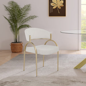 Privet Linen Textured Fabric / Metal / Plate / Foam Contemporary Beige Linen Textured Fabric Dining Chair - 20.5" W x 22.5" D x 31.5" H