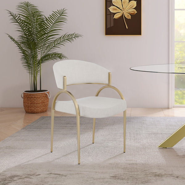 Privet Linen Textured Fabric / Metal / Plate / Foam Contemporary Beige Linen Textured Fabric Dining Chair - 20.5" W x 22.5" D x 31.5" H