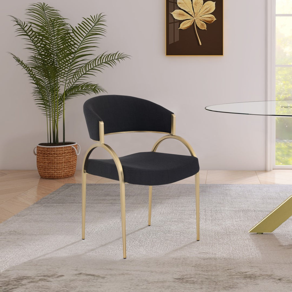 Privet Linen Textured Fabric / Metal / Plate / Foam Contemporary Black Linen Textured Fabric Dining Chair - 20.5" W x 22.5" D x 31.5" H