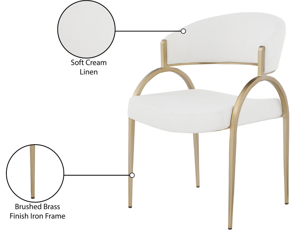 Privet Linen Textured Fabric / Metal / Plate / Foam Contemporary Cream Linen Textured Fabric Dining Chair - 20.5" W x 22.5" D x 31.5" H