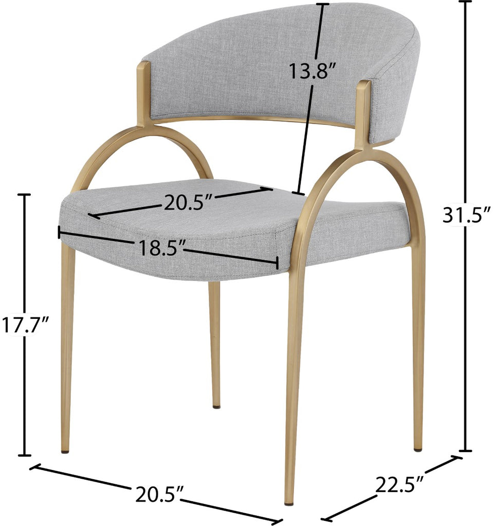 Privet Linen Textured Fabric / Metal / Plate / Foam Contemporary Grey Linen Textured Fabric Dining Chair - 20.5" W x 22.5" D x 31.5" H