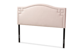 Baxton Studio Aubrey Modern and Contemporary Light Pink Velvet Fabric Upholstered Queen Size Headboard